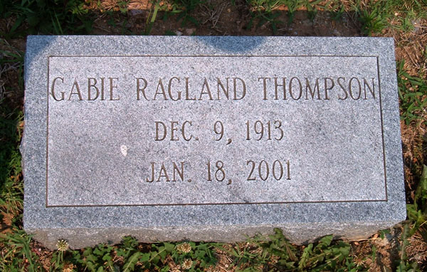 Gable Ragland Thompson Gravestone