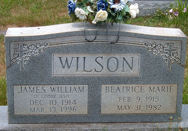 James William Wilson and Beatrice Marie Wilson Gravestone