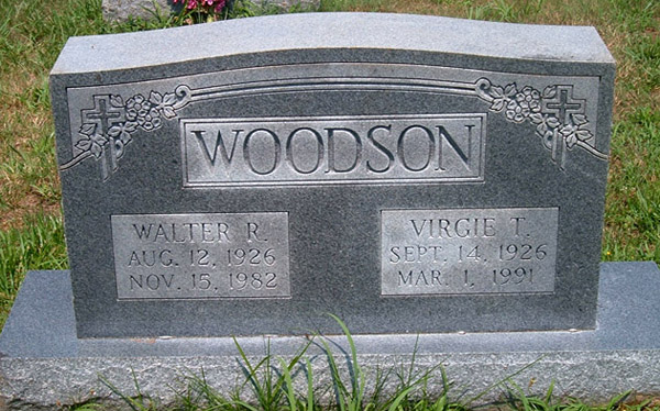 Walter R. Woodson and Virgie T. Woodson Gravestone