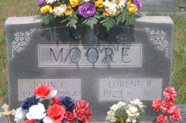 John E. Moore and Lorene B. Moore Gravestone