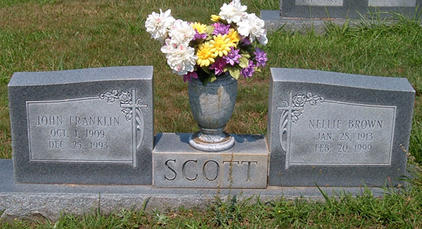 John Franklin Scott and Nellie Brown Scott Gravestone