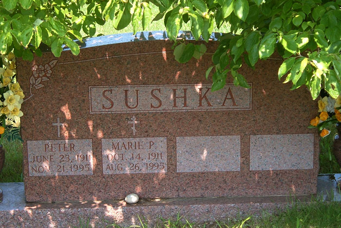 Peter Sushka and Marie P. Sushka Gravestone