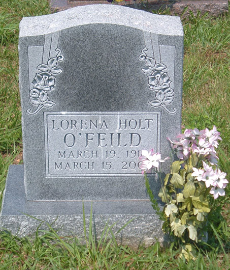 Lorena Holt O'Feild Gravestone