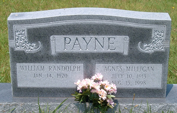 William Randolph Payne and Agnes Milligan Payne Gravestone