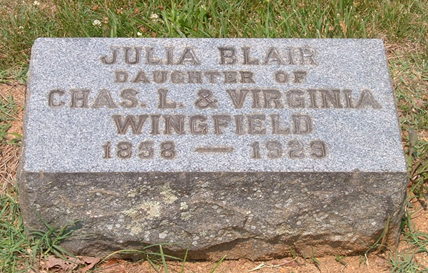 Julia Blair Wingfield Gravestone