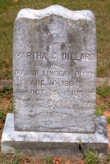 Martha C. Dillard Pitts Gravestone