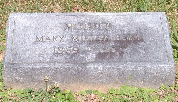 Mary Miller Parr Gravestone