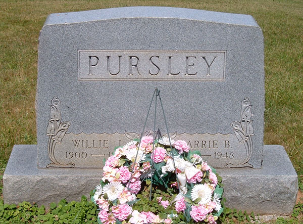 Willie J. Pursley and Carrie B. Pursley Gravestone