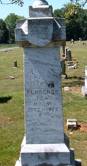 Cary Nelson Moon and Florence Few Moon Gravestone
