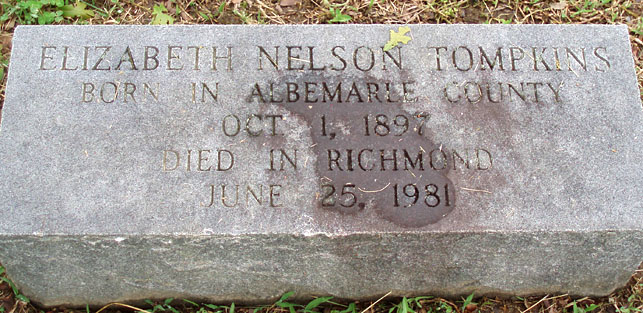 Elizabeth Nelson Tompkins Gravestone