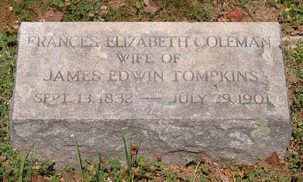 Frances Elizabeth Coleman Tompkins Gravestone