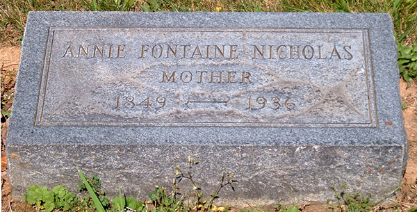 Annie Fontaine Nicholas Gravestone