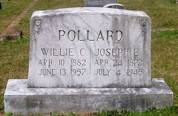 Willie C. Pollard and Joseph E. Pollard Gravestone