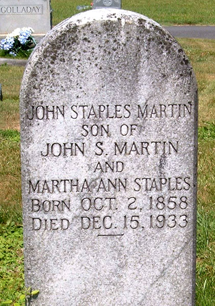 John Staples Martin Gravestone