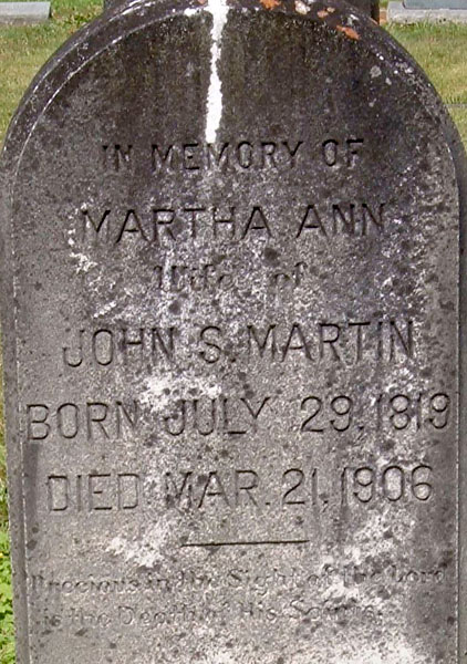 Martha Ann Martin Gravestone