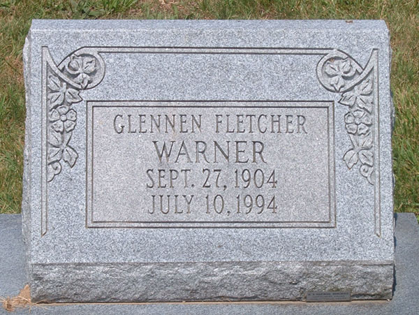 Glennen Fletcher Warner Gravestone