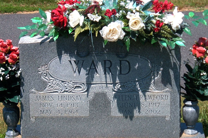 James Lindsay Ward and Ellen Crawford Ward Gravestone