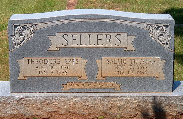 Theodore Epps Sellers and Sallie Thomas Sellers Gravestone