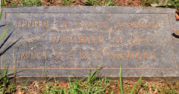 Jennie Fretwell Scruggs Gravestone