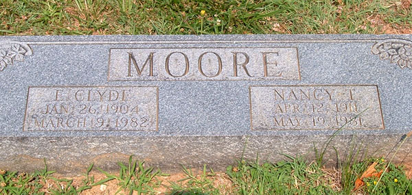 E. Clyde Moore and Nancy T. Moore Gravestone