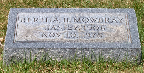 Bertha B. Mowbray Gravestone
