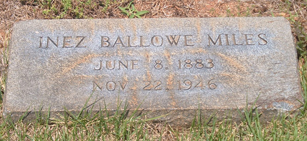 Inez Ballowe Miles Gravestone