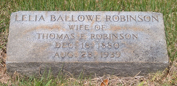 Lelia Ballowe Robinson Gravestone