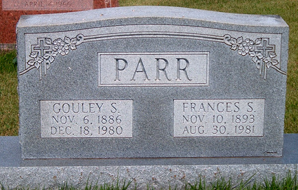 Gouley S. Parr and Frances S. Parr Gravestone