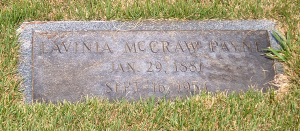 Lavinia McCraw Payne Gravestone