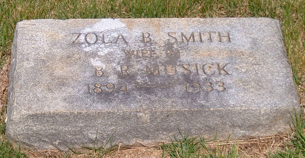 Zola B. Smith Musick Gravestone