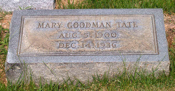 Mary Goodman Tate Gravestone