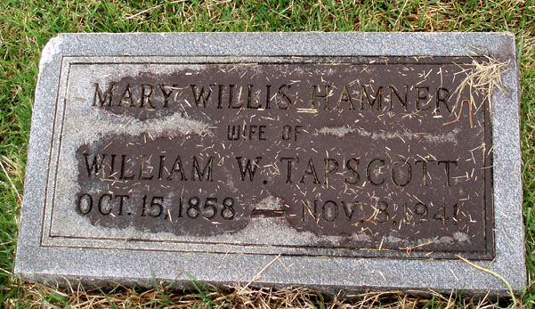 Mary Willis Hamner Tapscott Gravestone