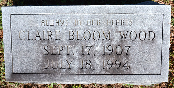 Claire Bloom Wood Gravestone