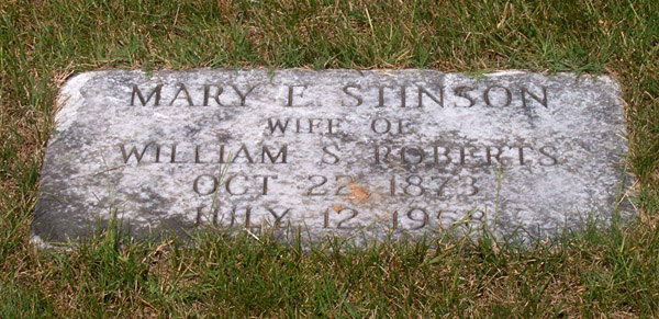 Mary E. Stinson Roberts Gravestone