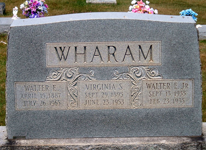 Walter E. Wharam, Virginia S. Wharam, and Walter E. Wharam, Jr., Gravestone