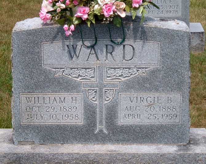William H. Ward and Virgie B. Ward Gravestone