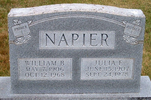 William B. Napier and Julia E. Napier Gravestone