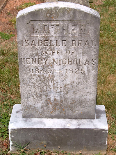 Isabelle Beal Nicholas Gravestone
