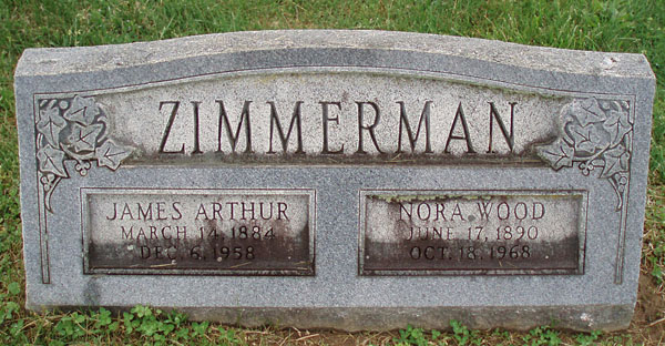 James Arthur Zimmerman and Nora Wood Zimmerman Gravestone