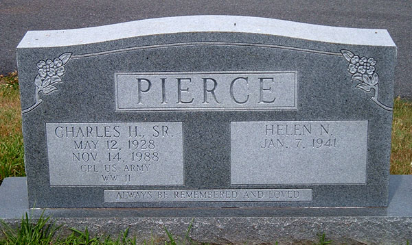 Charles H. Pierce, Sr., and Helen N. Pierce Gravestone