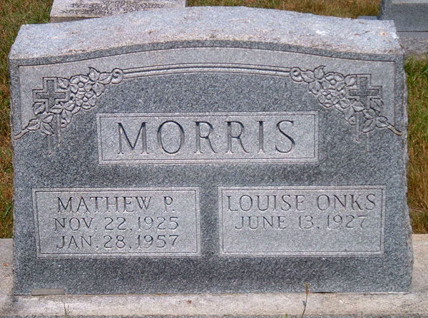 Mathew P. Morris and Louise Onks Morris Gravestone