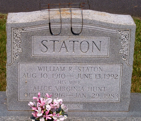 William R. Staton and Alice Virginia Staton Gravestone