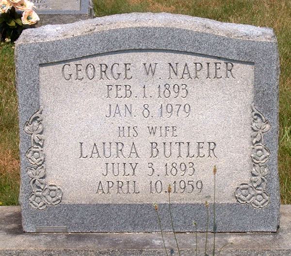 George W. Napier and Laura Butler Napier Gravestone
