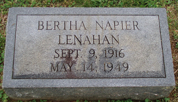 Bertha Napier Lenahan Gravestone