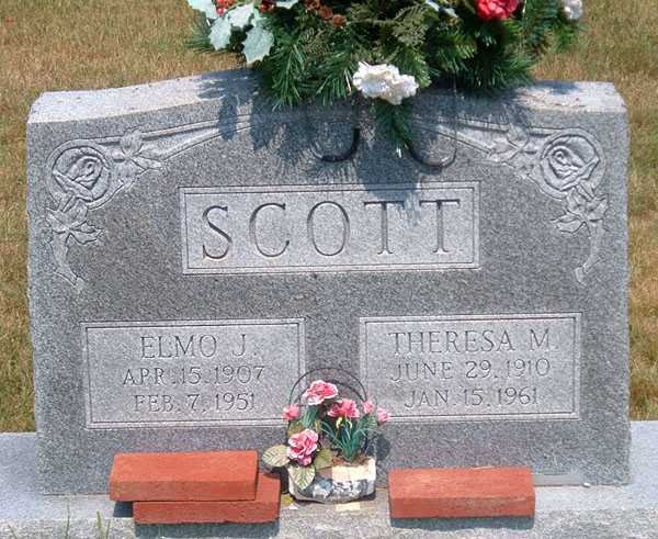 Elmo J. Scott and Theresa M. Scott Gravestone