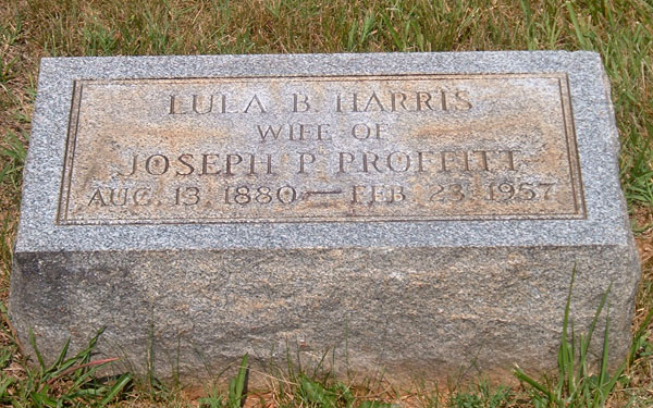 Lula B. Harris Proffitt Gravestone