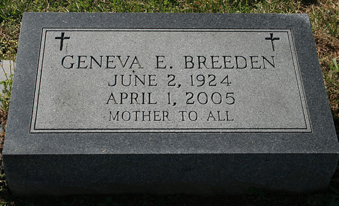 Geneva E. Breeden Gravestone