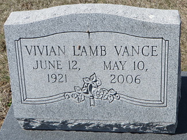 Vivian Lamb Vance Gravestone, Scottsville Cemetery