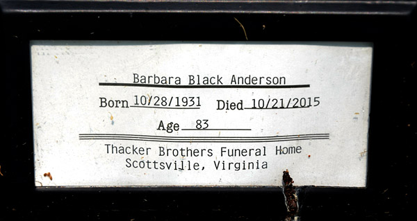Barbara Black Anderson Grave Marker