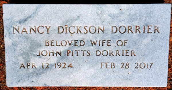 Nancy Dickson Dorrier Gravestone, 